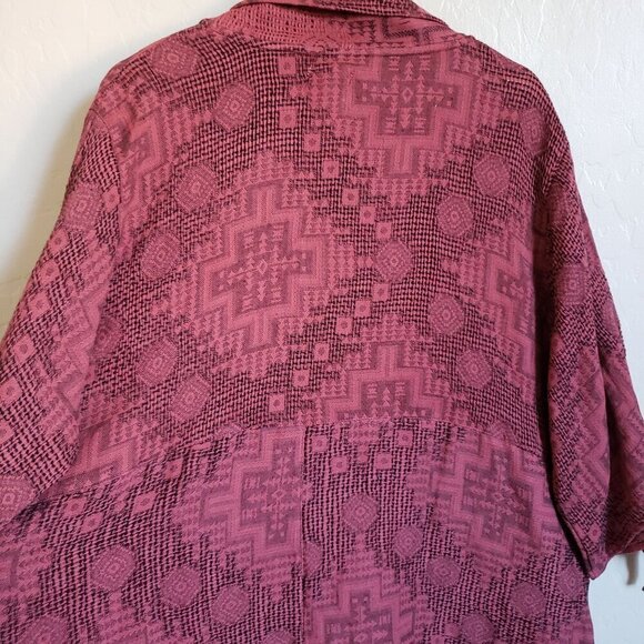 Passage Gauzy Cotton Jacquard Waterfall Open Cardigan Fringe Burgundy One Sz NEW - Picture 9 of 12